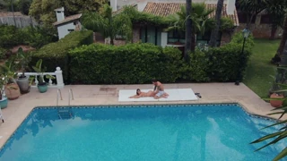 Tru Kait gets fucked hard on the pool terrace while Chris Diamond pounds her