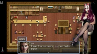 Celina the barmaid draws attention to her figure during the shift
