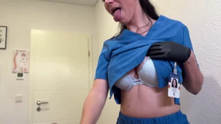 guy caught stroking gets risky nurse blowjob and doggystyle pound