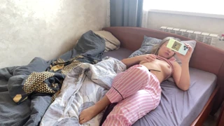 Does the individual watch adult content while stimulating their genitals to achieve orgasm?