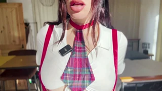 Does the German nympho request ASMR JOI in school uniform?