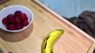 Mature amateur woman receives a morning greeting in real footage