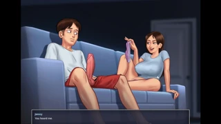 The shower scene features a creampie as the woman receives it