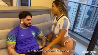 Iara Sanchez gives physical comfort after the qualifiers loss with direct aggressive action