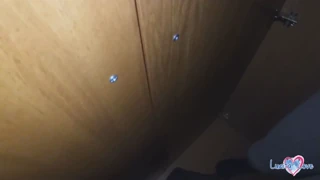 Blowjob inside closet while stepsister plays with pussy