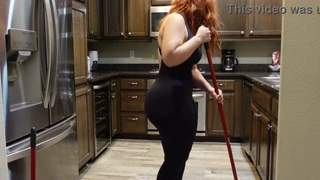 hired thick mute girl to clean apartment while shaking her huge curvy ass