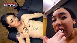 Do olyssia and raquel enjoy pussy play fun as tiny busty tattooed cam girls?