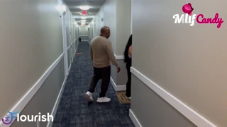 Nicole Parker rides the elevator with MrFlourish in MILFCandy's playful skit