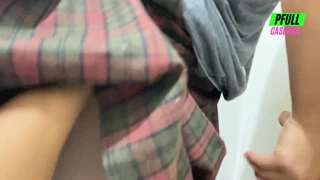 In uniform she tests his dick and it's what turns her on