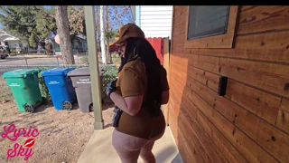 The delivery girl joined the couple while the interracial act continued