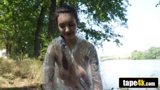 All natural busty russian babe gets fucked, while husband watches