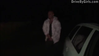 Stylish Fashion Model Goes Dogging In Public Through Car Window