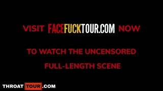 The good girl with big tits gags hard then swallows in playful fun