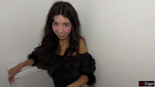 horny girl took my hand to the public toilet for anal