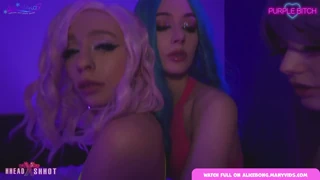 Cyberpunk scene features AliceBong with Purple Bitch and Sia Siberia as they share intense play