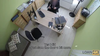 Katy Rose uses her body to get loan approval on table