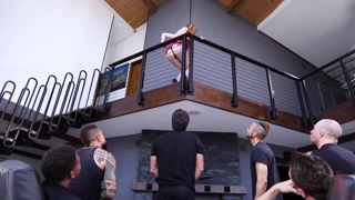 Group Of Six Men Deliver Intense Anal Gangbang With Double Penetration