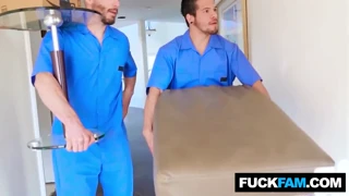 A hijabi housewife pays movers with a threesome and it's maya bijou mike mancini bambino in action