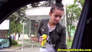 Stranded czech woman with pierced vagina receives penetration!