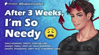 stroking my needy cock for the first time in three weeks using cum for lube with loud male orgasm