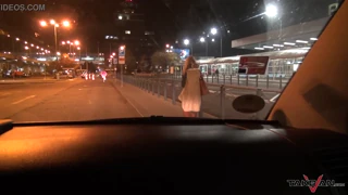 Busty milf accepts a ride from a stranger and feels his size as they travel