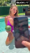 Want to chill by the pool with Alanna Pow and her big natural melons?