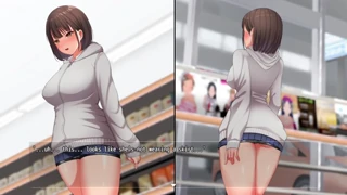 Girl walks naked on the street at night and masturbates on doors