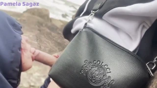 she fucks a horny guy on the beach after sucking his cock and keeps riding him until he finishes - EroZyx
