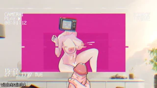 Virtuele realiteit masturbatiesessie met geanimeerde TV-vrouw