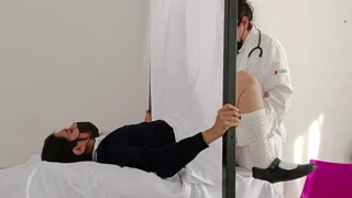 The doctor handles a gynecology clinic visit