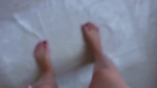 Solo woman peeing in panties!