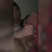 Mature woman sneaks out at night and plays with dick