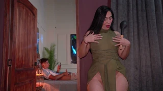 Does the mature woman enjoy bein' fucked by the man after seein' him masturbatin'?