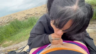 Gattouz0 Gives Yasmina Khan A Creampie. She Sucks Him Off, Then He Bends Her Over Rocks