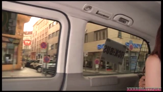 married guy fucks redhead while driving around the city