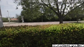 Cute 19yo amateur contrasts with big black cock sucking
