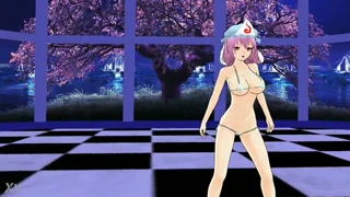 Yuyuko Saigyouji Touhou MMD r18 viser eksplisitte store pupper