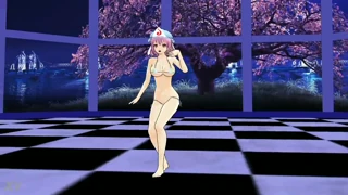 Yuyuko Saigyouji Touhou MMD r18 показує відверті великі цицьки