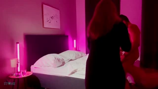 Craving every drop in her sloppy saliva blowjob while big natural tits bounce during backstage masturbation