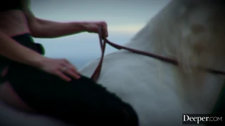 Kenna rides cowgirl deeper in cum swapping threesome with Anna Claire