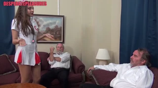 nurse sadie cosplay milf upskirt creampie in public bathroom