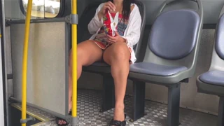 18-Year-Old Flashes Pussy on Public Bus Ride