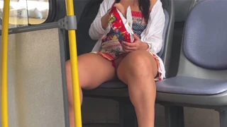 18-Year-Old Flashes Pussy on Public Bus Ride