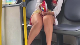 18-Year-Old Flashes Pussy on Public Bus Ride