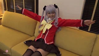 I confidently stroke cock in cute student uniform but get so aroused switching to ladylike one that I masturbate while jerking him off!