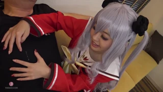 I confidently stroke cock in cute student uniform but get so aroused switching to ladylike one that I masturbate while jerking him off!