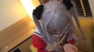 I confidently stroke cock in cute student uniform but get so aroused switching to ladylike one that I masturbate while jerking him off!