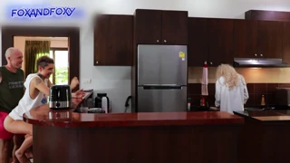 Almost caught surprise anal creampie during risky ass fuck nearby