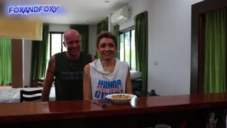 Almost caught surprise anal creampie during risky ass fuck nearby