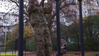 Redhead BBW Commander Spreads for Soldier's Rough Doggystyle Deepthroat in Uniform